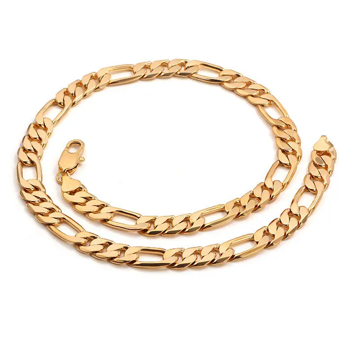 Mens Solid  Gold GF Flat Cuban Link Chain Real Heavy Plated Curb Necklace