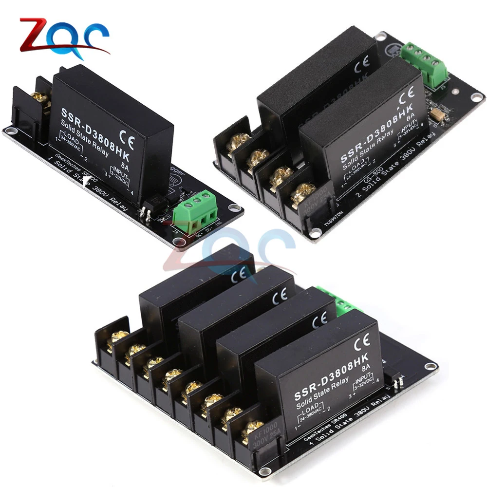 380V 8A 1 2 4 Channel Solid State Relay Module High and Low Level H-L Trigger Board SSR-D3808HK Switch Controller For Arduino