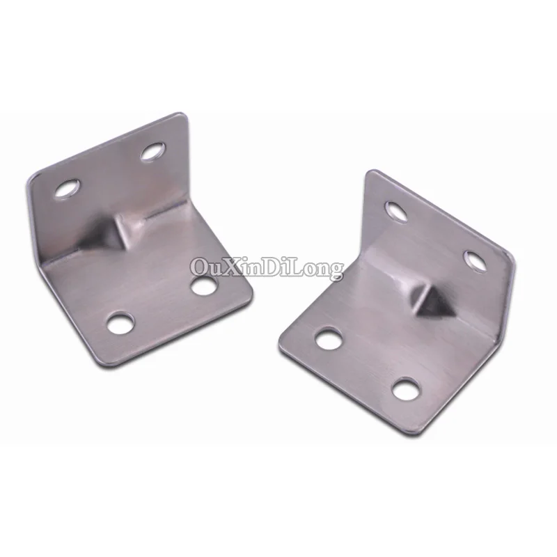 Wholesale 200PCS/lot Stainless Steel / Iron Corner Brackets Furniture Parts Metal Connector Shelf Brackets Angle Bracket +screws