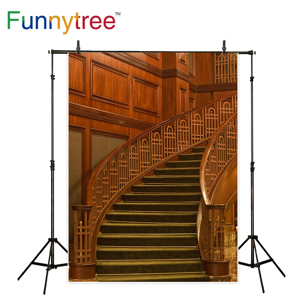 

Funnytree backdrop for photographic studio stairs wood Castle luxurious indoor professional background photocall photobooth