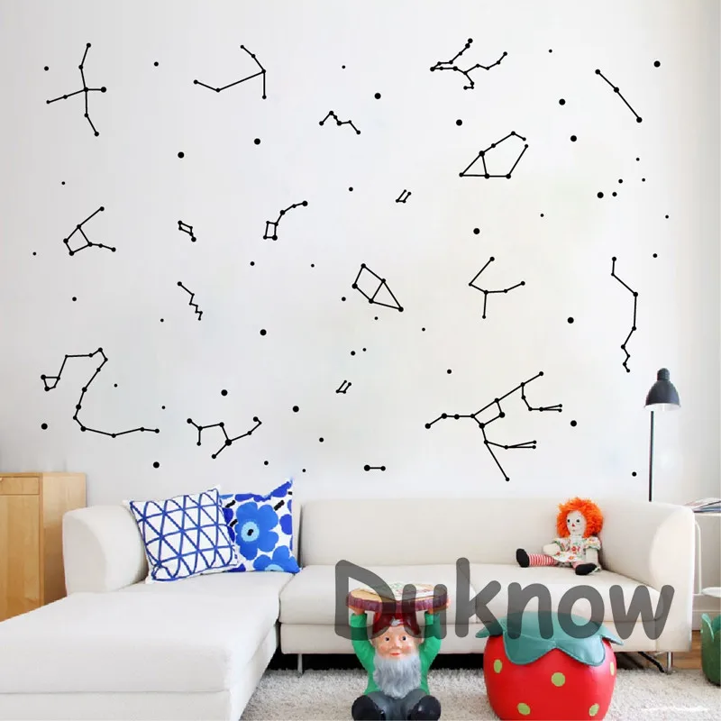 Large Size Zodiac Constellation Art Vinyl Wall Sticker Baby Room Decoration Space Star Decal Nursery Mural Art DIY Wall Decor