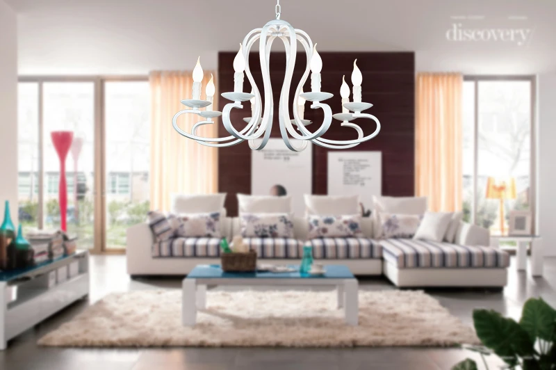 Imagem -05 - Vintage Ferro Forjado Vela Candelabro Lâmpadas Iluminação para Casa Nórdico Americano Estilo Coutry Luminárias Modernas Branco Preto E14