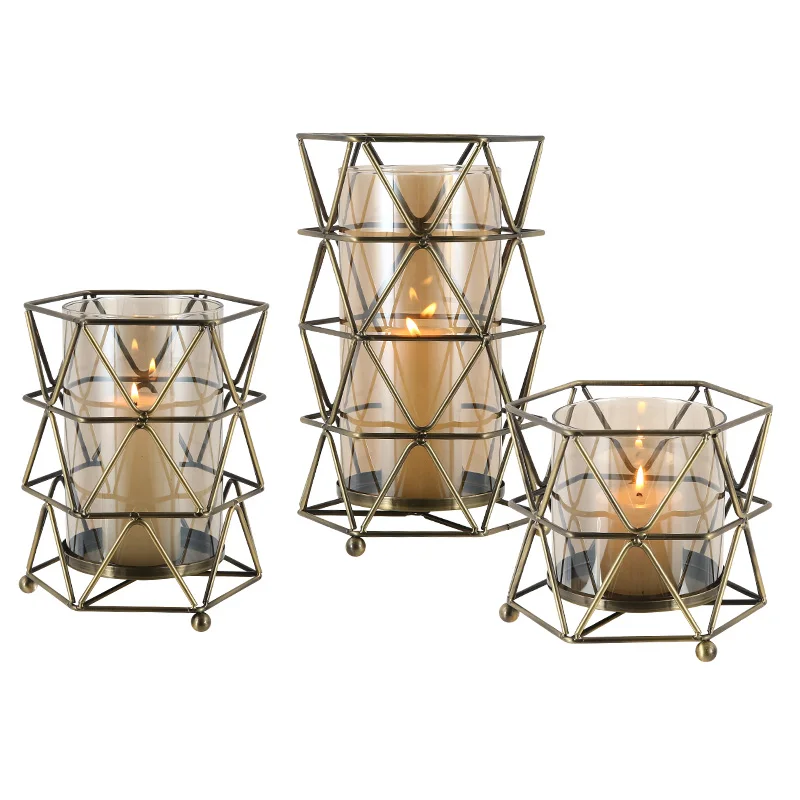 Nordic Creative Geometric Glass Candle Holders Candelabros Romantic Wedding Candlestick Christmas Decorations Home Accessories