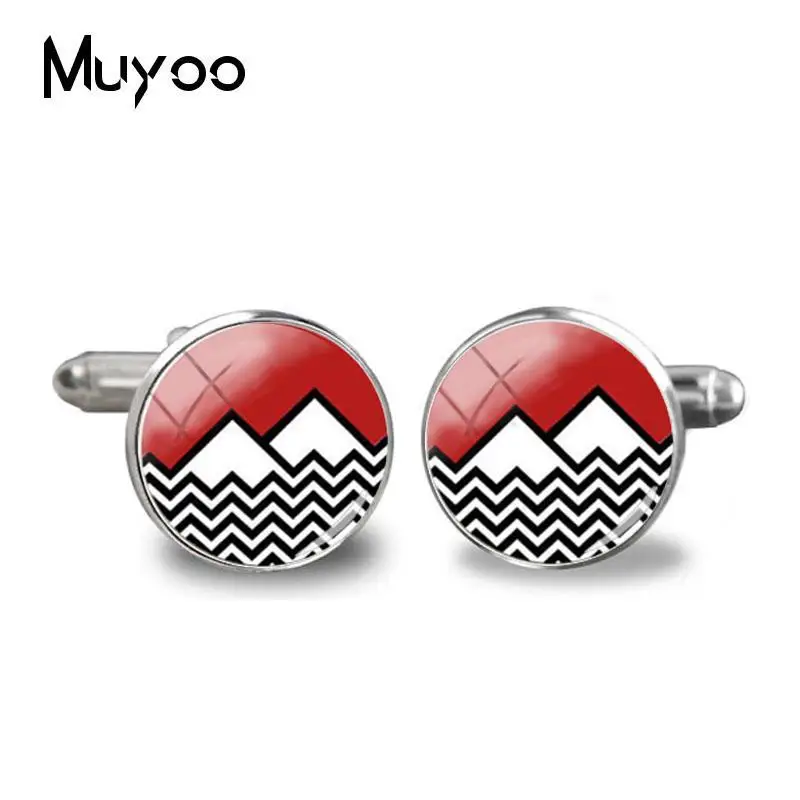 2018 New Arrival David Lynch movie Jewelry Glass Cufflink Twin Peaks Glass Dome Shirt Accessory Jewelry Cufflinks For Mens Gifts