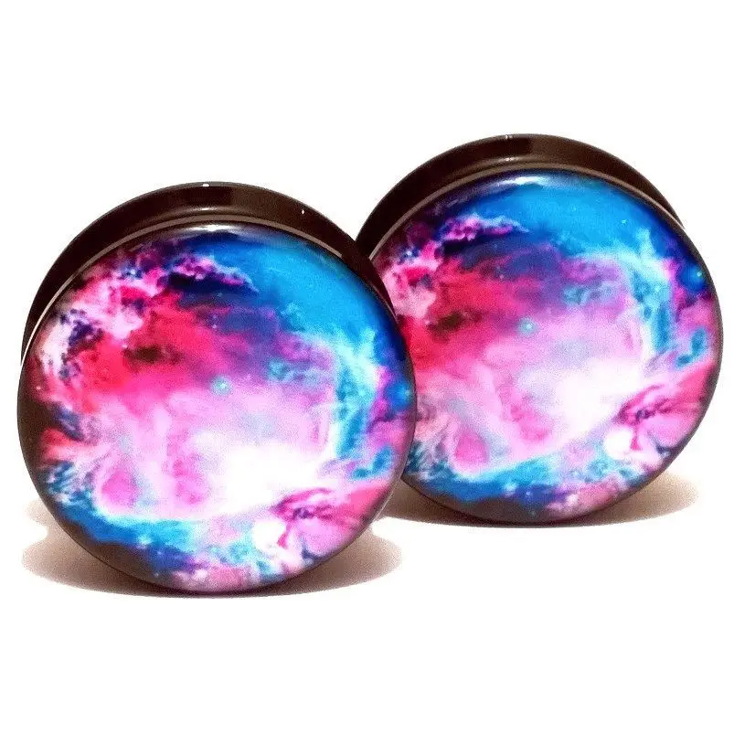 1 pair Blue and Pink sky acrylic screw fit flesh tunnel ear plug gauges ear expander Body Piercing Jewelrys
