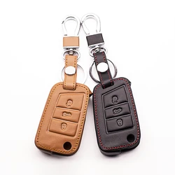 Classic Design Car Leather Key Cover Case Suitable for Volkswagen Golf Case 7 GTI MK7 POLO For Skoda Octavia A7 keys accessories