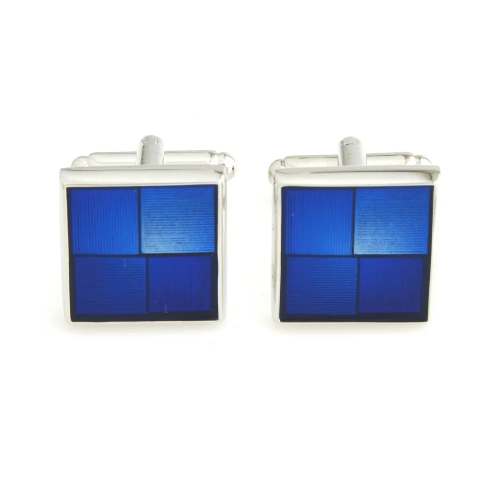 YH-207 Square Transparent Enamel Cufflink in  Purple,Black,Blue,Pink- Factory Direct Selling