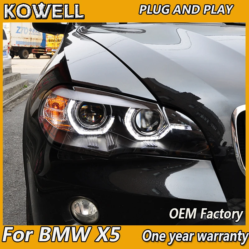 

KOWELL Car Styling Head Lamp for X5 Headlights 2007-2013 E70 Angel Eye Headlight LED DRL Signal Lamp Hid Bi Xenon Auto Accessori