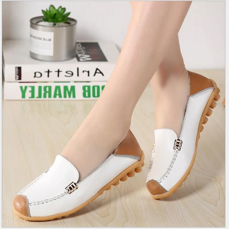 

2023 Spring/Autumn Genuine Leather Shoes Flat Women Casual Shoes Ballet Flats Women Four Seasons Nurse Loafers Flats