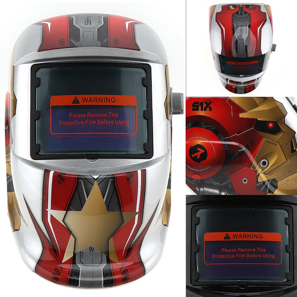 Silver Iron Man Adjust Solar Auto Darkening TIG MIG Grinding Welding Helmets / Face Mask / Electric Welding Mask / Weld Cap