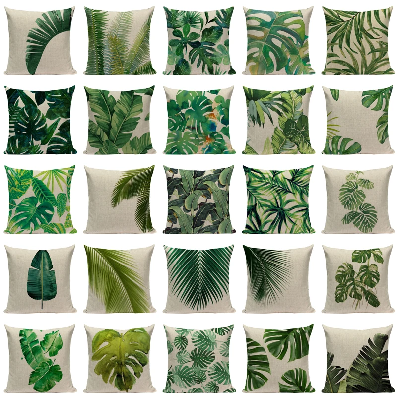 Tropical Leaves Cushion Covers Rainforest Style Plant Pillowcases On The Pillows Decorative Custom Sofa Cushion Cover For Room