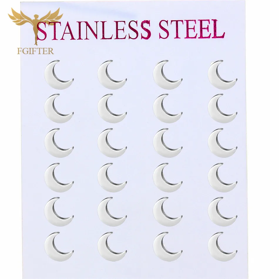 Stainless Steel Earrings Set for Women Geometry Moon Lightning Flower Heart Animal Stud Earrings Jewelry Wholesale Pack 12 Pairs