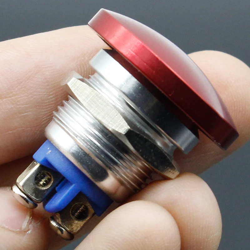 16 millimetri di metallo testa a fungo di inizio auto-reset interruttore del tasto spesso aperti vite rossa piede corrente 5A