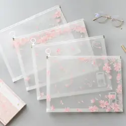 1 Piece Kawaii Sakura A4 Papers Books Organizer Bag Office File Folder School Pencil Storage Case Stationery Supplies