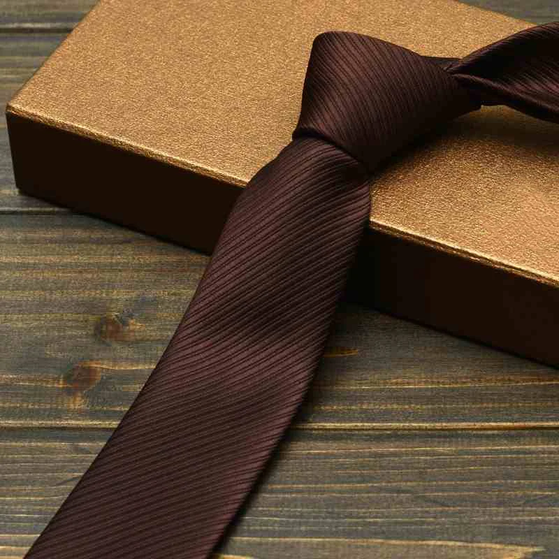 

High Quality Coffee stripes Men's Narrow Edition 6CM Tie Fashionable Shirt Accessories Business Banquet Hand knotting Necktie