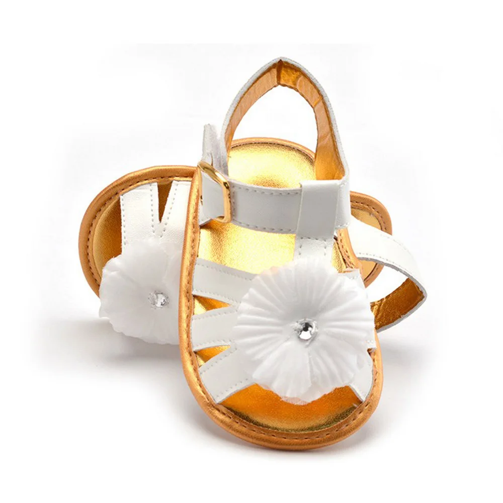 Summer Baby Girl shoes  White Flower Infant Soft Sole Princess Shoes Girls First Walkers 0-18 Months SD05