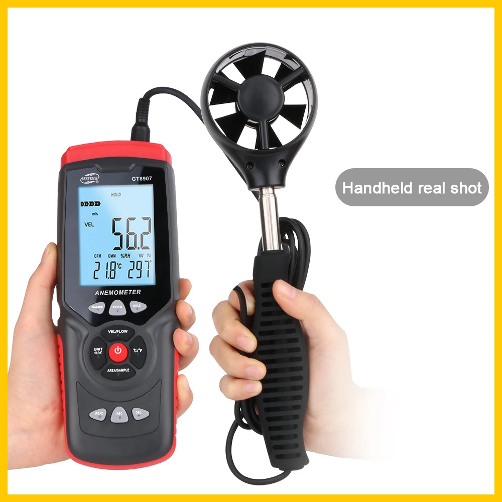 Portable Anemometer Anemometro Gauge Precise Digital USB Anemometer Temperature Hand-Held Tool GT8907-BENETECH