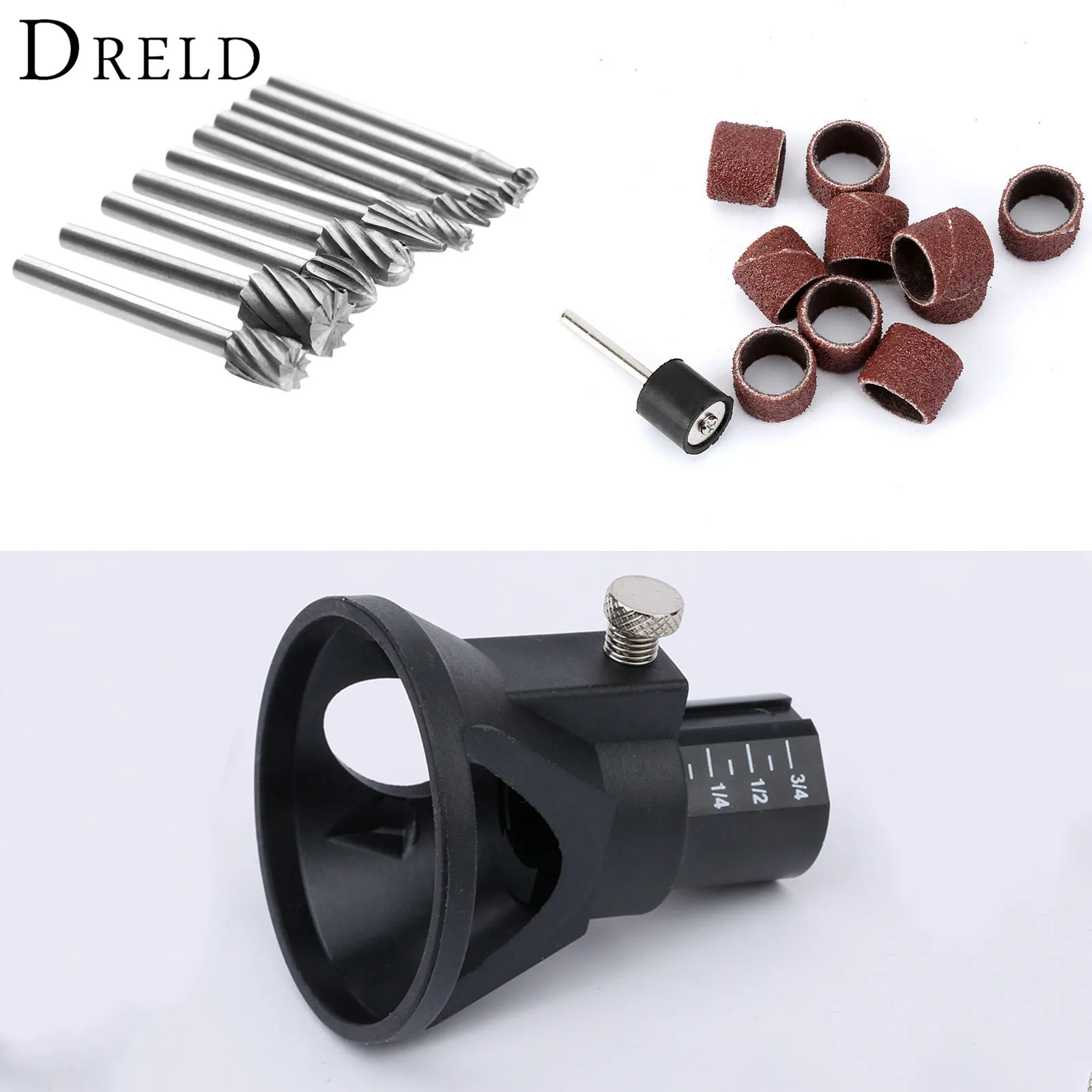 10 шт. шлифовальных Сверл из быстрорежущей стали, шлифовальные сверла + 10 шт. шлифовальных лент с оправкой + фотоэлемент для вращающегося инструмента Dremel