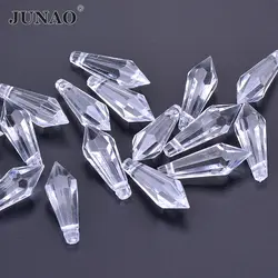 JUNAO 10*30mm trasparente trasparente cristalli cucito goccia strass perline acriliche bianche ghirlanda appesa per la festa nuziale