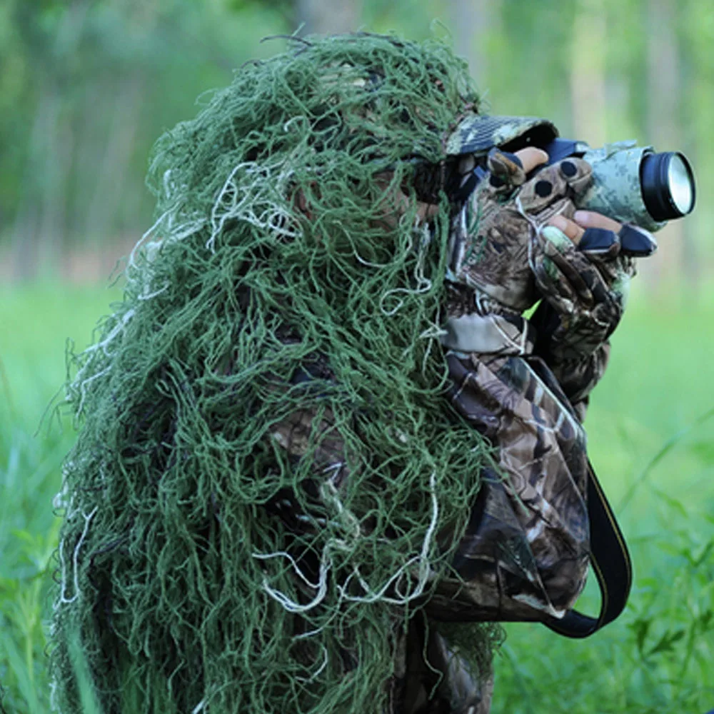 Woodland Ghillie Netting 80x90cm Camouflage Netting for Ghillie Suit Sniper Kits for Wargame Airsoft Hunting