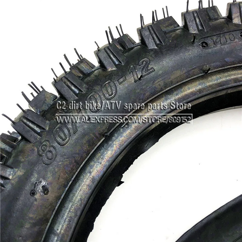 Off Road Tire 80/100-12 with Inner Tube 3.00-12 for Dirt Pit Bike Motocross Off Road Motorcycle 12 inch Rear Wheel