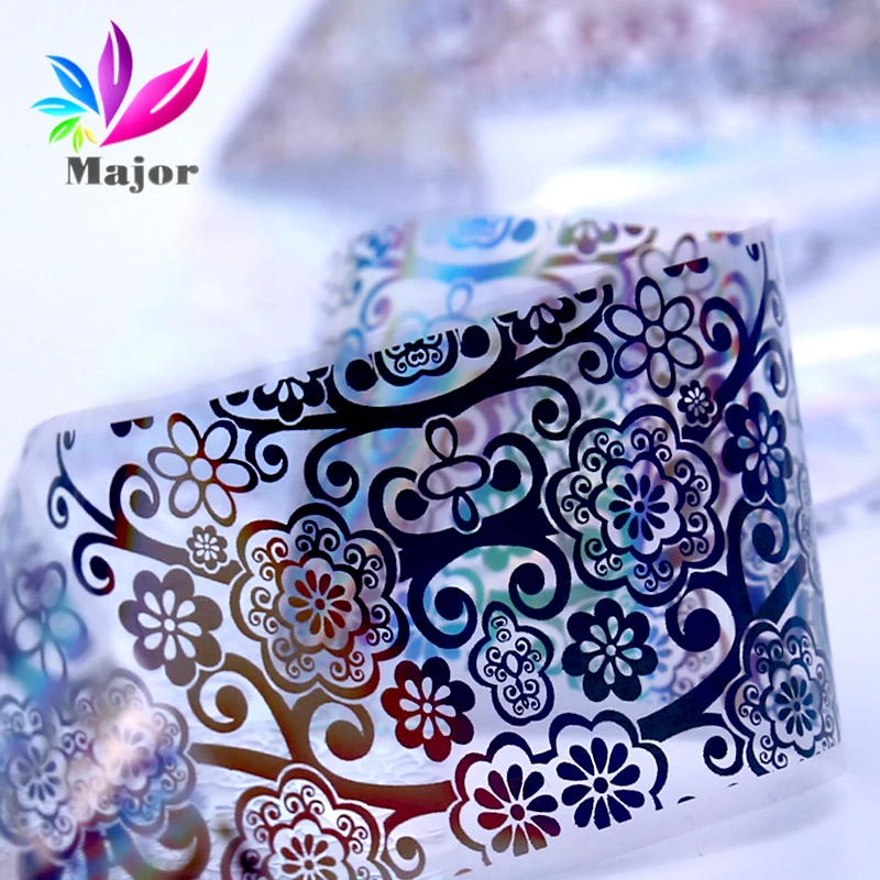 Flower 100*4cm nail sticker laser transfer nail foil 3D DIY image Glitter Stencil Decal DIY Manicure foil