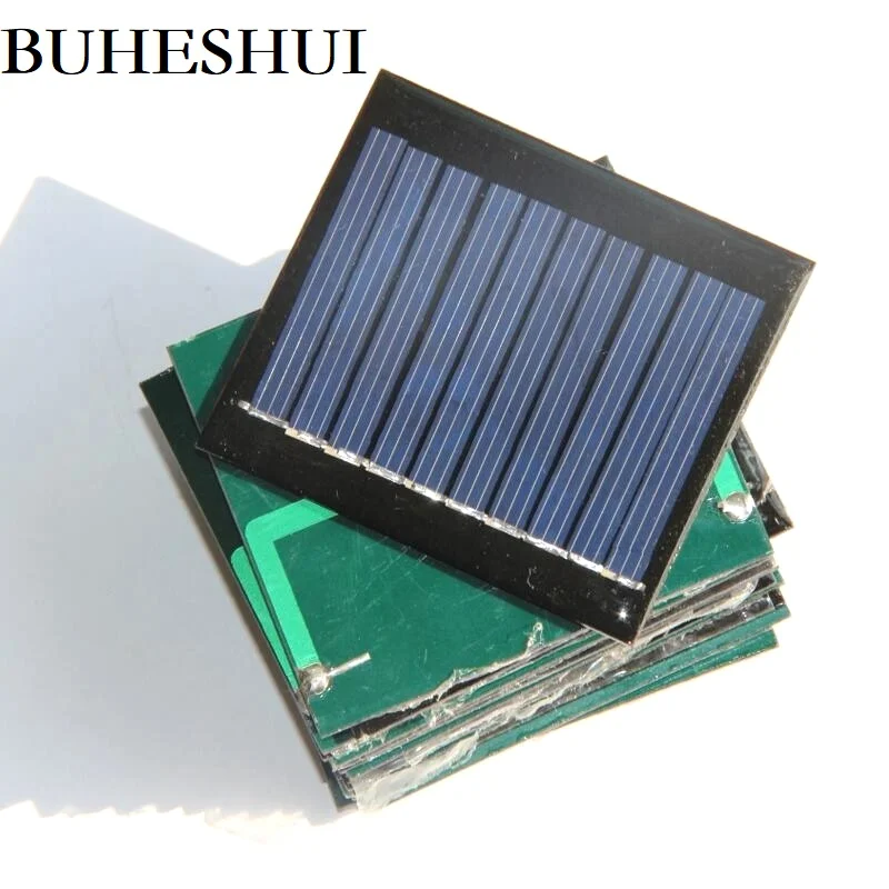 BUHESHUI 5V 60MA Mini Solar Cell Polycrystalline DIY Solar Panel Charger For 3.7V Battery Toy Study 53*60MM 100pcs Wholesale