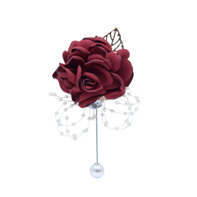 JaneVini Luxo Casamento Padrinhos Boutonniere Noivo Broche de Buquê De Casamento Buquê de Flores com Pérolas Artificiais para Decoração de Casamento