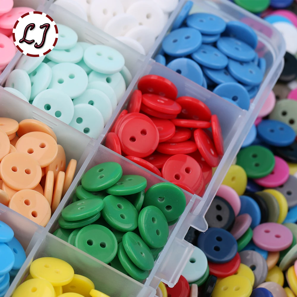 100pcs/lot Resin Button Round 2 Holes 12mm Dia sew on button accessories candy color handmade children button DIY