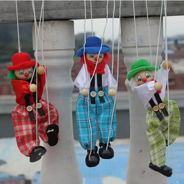 Marionetas de payaso de madera, juguete para niños, 1 unidad