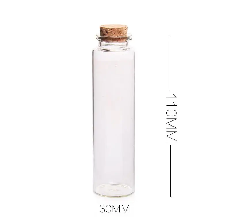 ขายส่ง 200 ชิ้นเส้นผ่านศูนย์กลาง 30 มิลลิเมตร 55 มิลลิลิตร Clear Wishing แก้วขวด Cork ขวดแก้วจอแสดงผลคอนเทนเนอร์