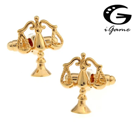 iGame Men's Judgement Cuff Links Gold Colour Balance Scales Design Cufflinks Wholesale & Retail