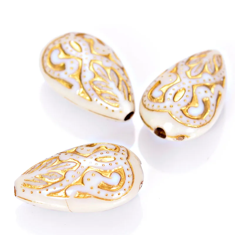 Miasol 50 Pcs Retro Vintage Inspired Acrylic Teardrop Waterdrop Antique Design Spacers Beads For DIY Jewelry Making Accessories