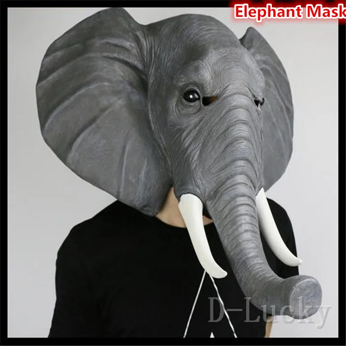 

Halloween Props Adult Elephant Masks Animal Full Latex Mask Masquerade Birthday Party Rubber Silicone Face Mask Fancy Dress Toys