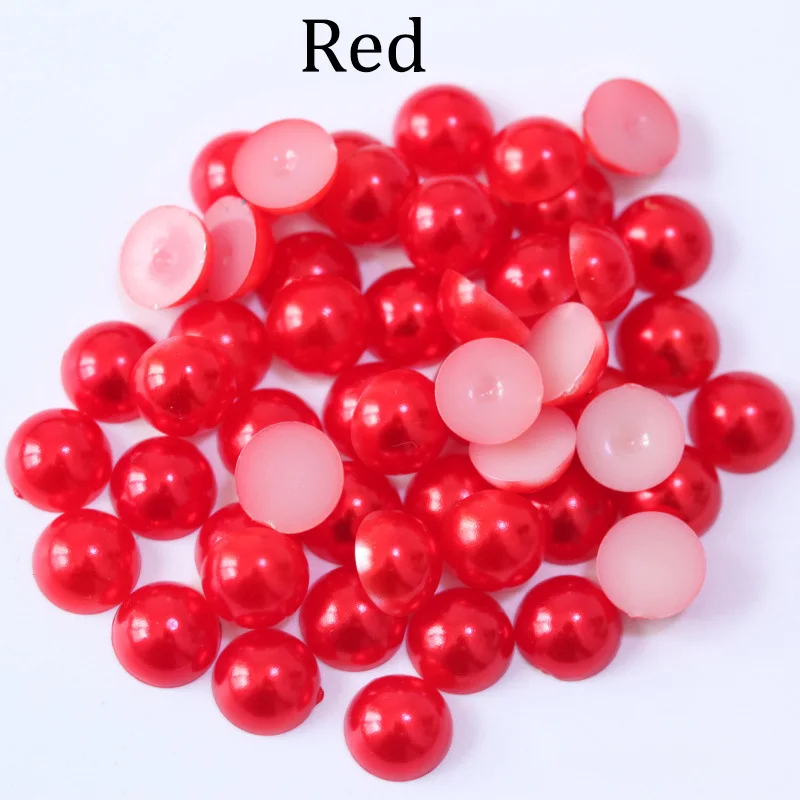 2/3/4/5/6/8/10/12/14 MM Acrylic Beads Pearl Imitation Half Round Flatback Red Black Pink Bead For Jewelry Making DIY Accessories