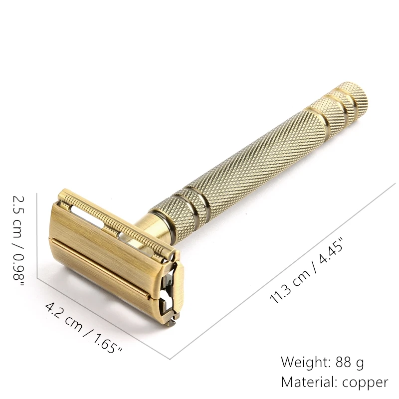 YINTAL 100% Brass 11.3 CM Nostalgic Long Handle Butterfly Open Double Edge Safety Razor Men\'s Manual Shaving Razors