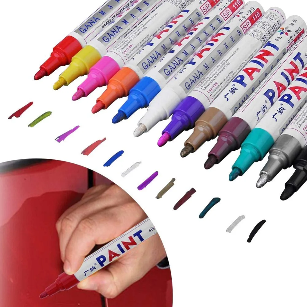 Colorful Waterproof pen Car Tyre Tire Tread CD Metal Permanent Paint markers Graffiti Oily Marker Pen Marcador Caneta Stationery