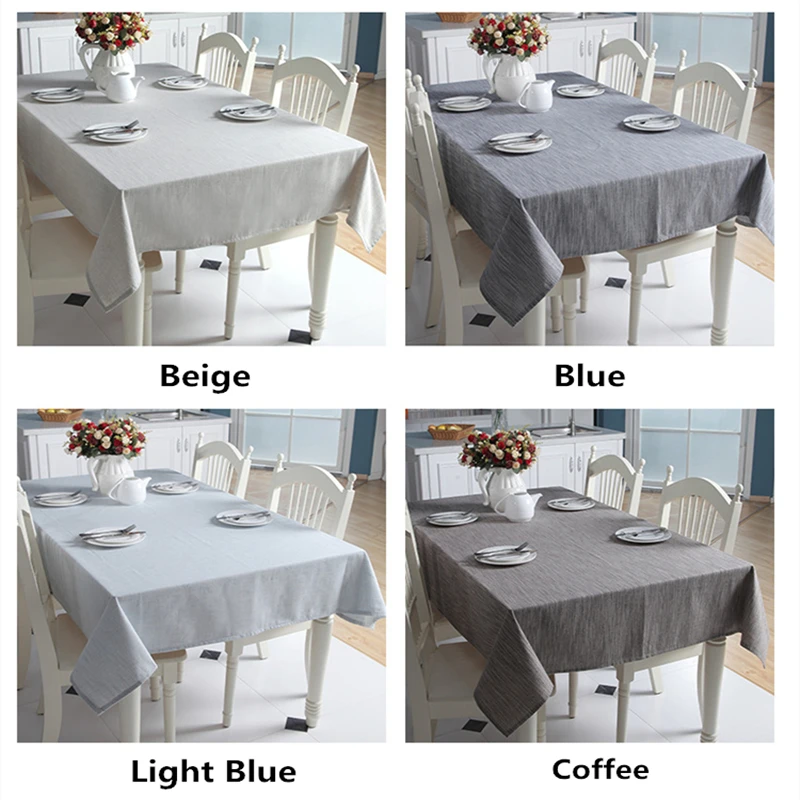 Korean Cotton Linen Tablecloth Solid Color Light Blue Dust-proof Table Cloth Wedding Banquet Rectangular Cover Cloth