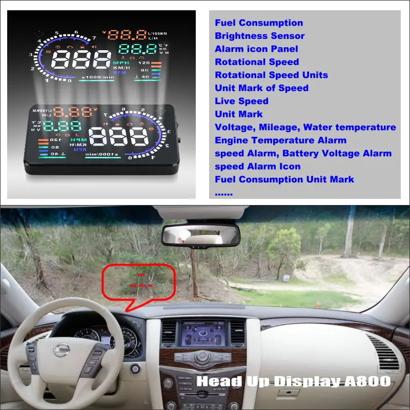 

For Nissan Patrol Safari Y61 Y62 Car HUD Head Up Display Auto Accessories Universal Head Up Display HUD Driving Speed Alarm