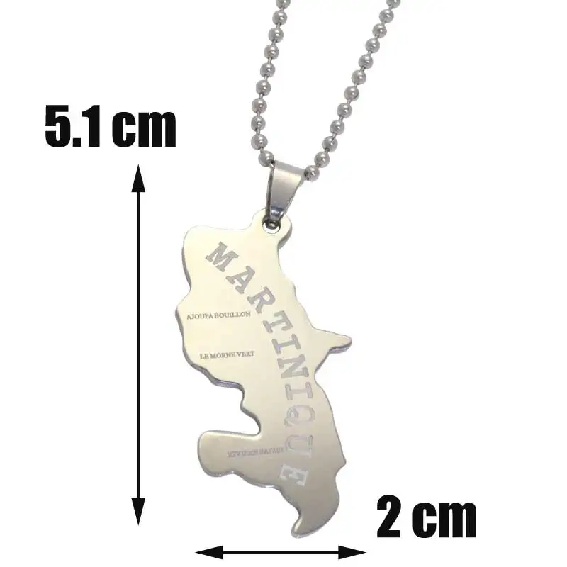 Jin Guo  martinique map  stainless steel pendant & necklace