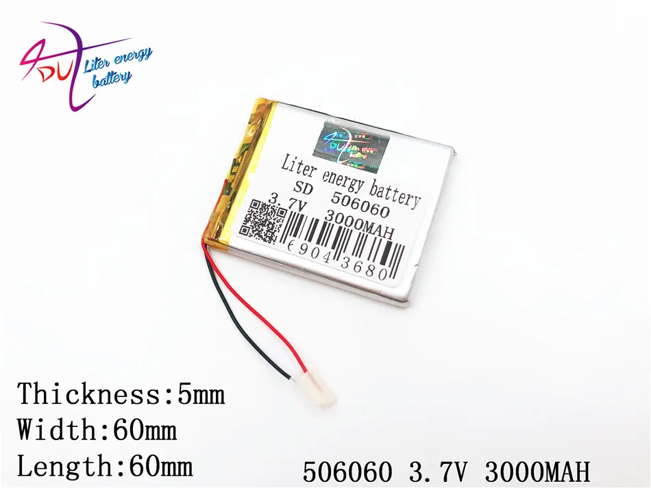 3.7V 3000mAh 506060  056060 Lithium Polymer Li-Po li ion Rechargeable Battery cells For Mp3 MP4 MP5 GPS mobile bluetooth