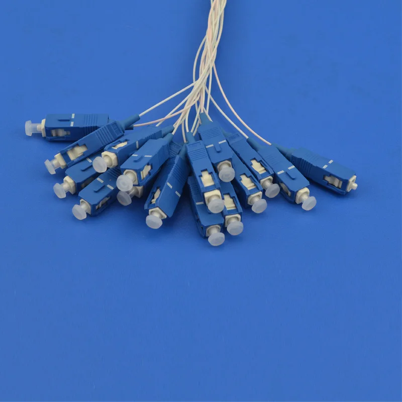 1*16  FTTH Fiber Optic PLC Splitter, mini Steel Tube type, with SC/UPC connectors, 0.9mm, 1M Length