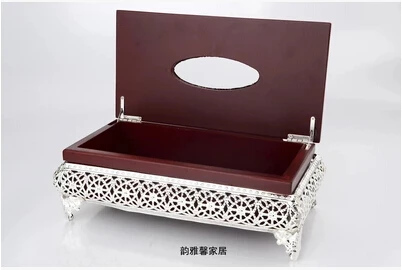 Golden Silver Plated Luxury Metal Tissue Boxes, European Napkin Holder, Home Decoration, Hotel Decoration, ZJH004