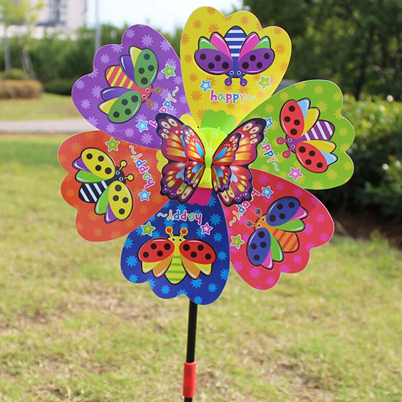 1Pcs 3D Butterfly Flower Windmill Multicolor Butterfly Flower Windmill Colourful Wind Spinner Garden Yard Decoration Kids Toy