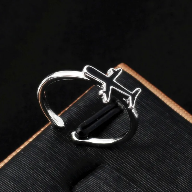 mini airplain adjustable ring for women kids jewelry tiny plane air plain sculpture ring