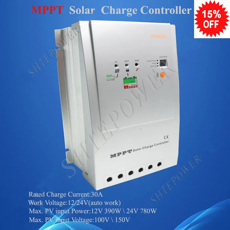 Tracer3215RN  MPPT Solar Controller, 100% TURE MPPT 30AMPS 12V 24V Auto Solar Panel Battery Charge Regulators