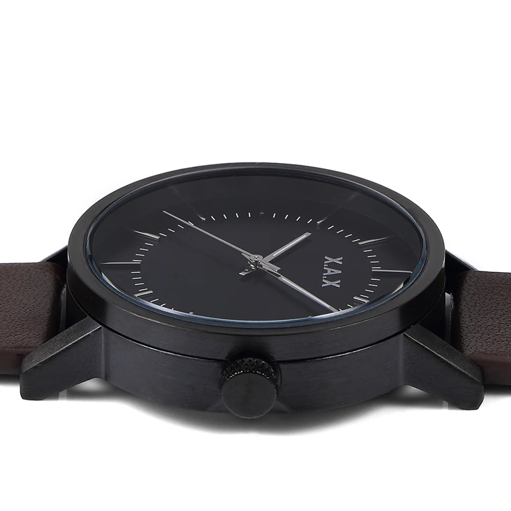 Black Minimalist Watch Simple Wristwatch Face Design Steel Backcase Clock Male Japanese  Quartz Movement