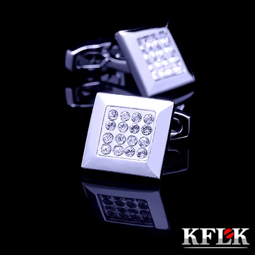 

KFLK Luxury 2020 Silver shirt cufflink for men's gift Brand cuff buttons Crystal cuff links Top High Quality abotoaduras Jewelry