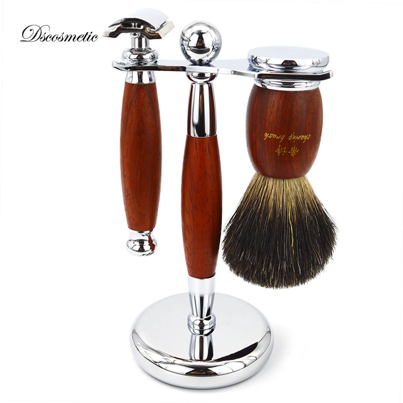 

Black Pure Badger Hair Shaving Brush and Safety Razor set/kits Black Pure badger hair shaving brush double edge Safety razor set