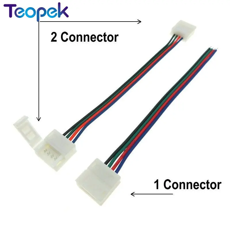 10pcs/lot 10mm 4pin RGB Connector Wire Cable For Waterproof IP65 Led Strip Light RGB 5050 Adapter Cable onnector